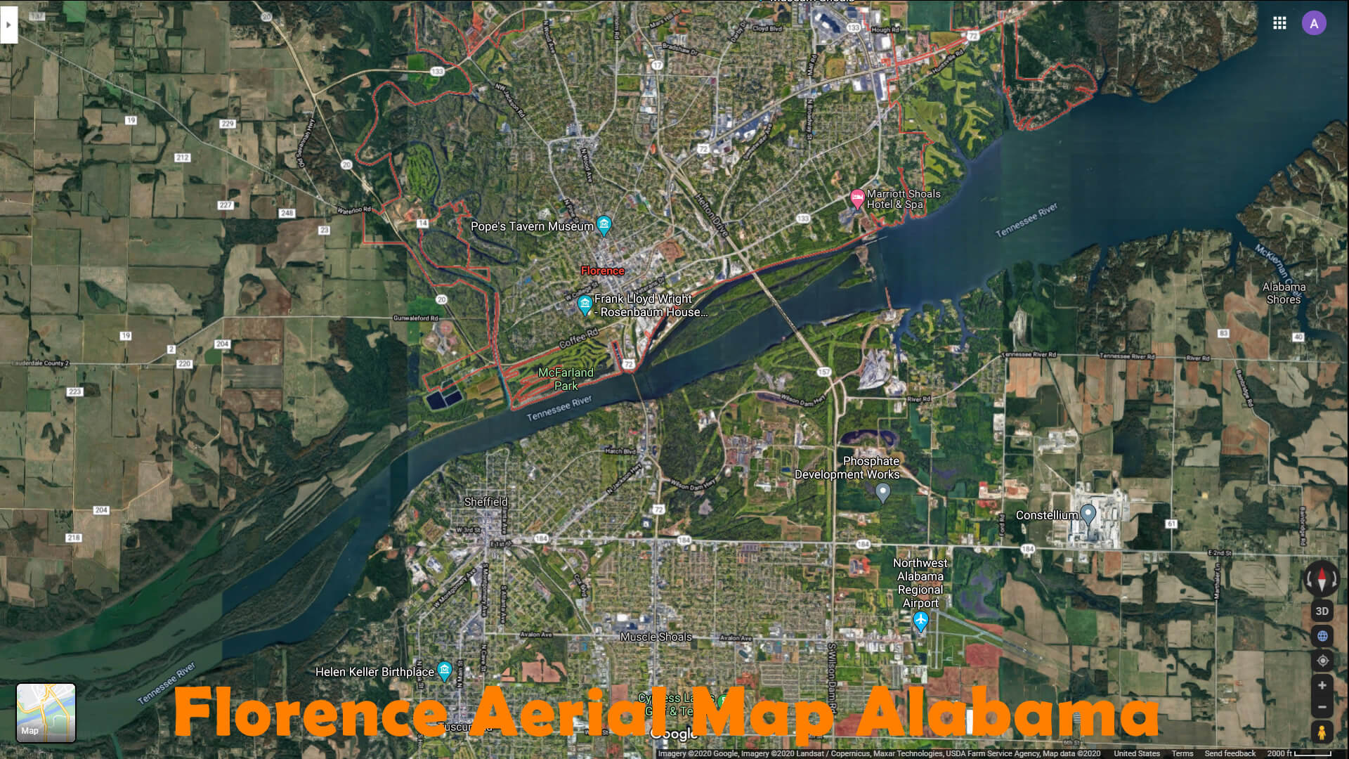 Florence Aerien Carte Alabama